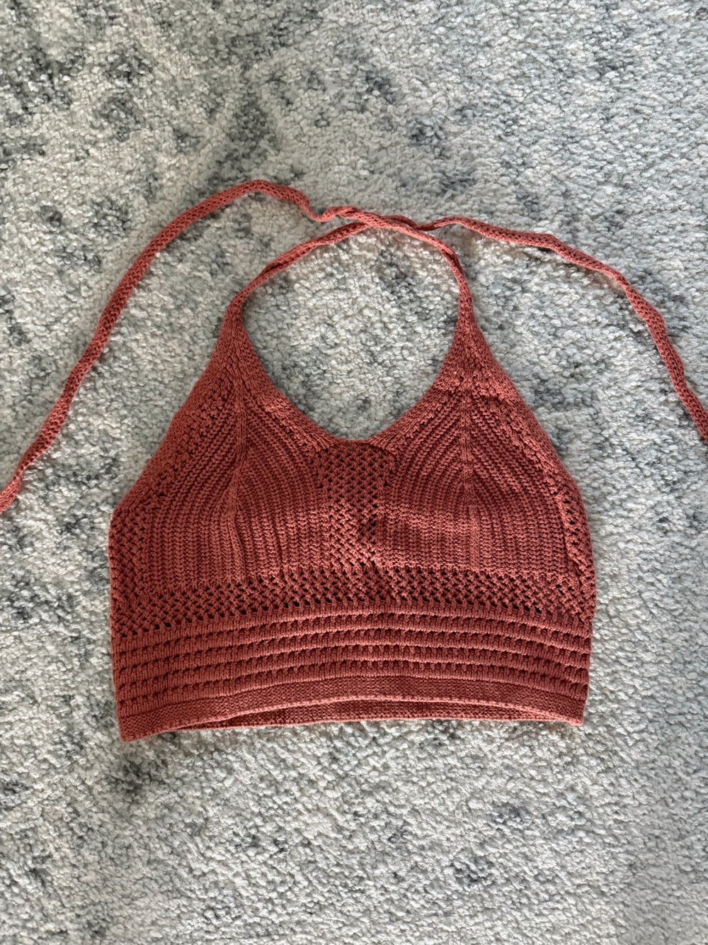 aerie Crochet Halter Camisole - Rusty Terracotta